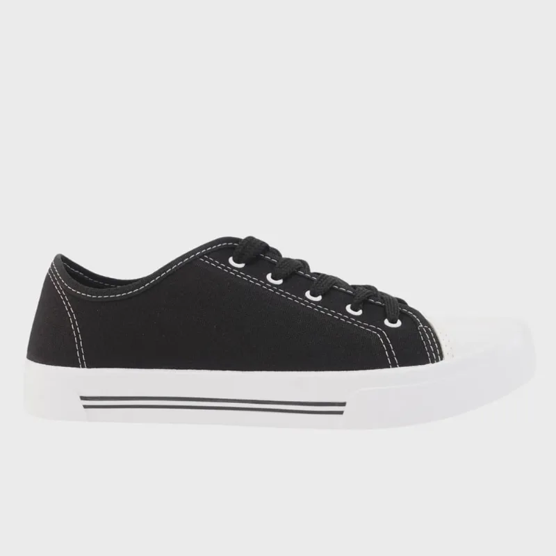 Tênis Moleca Casual Lona Feminino Preto Branco