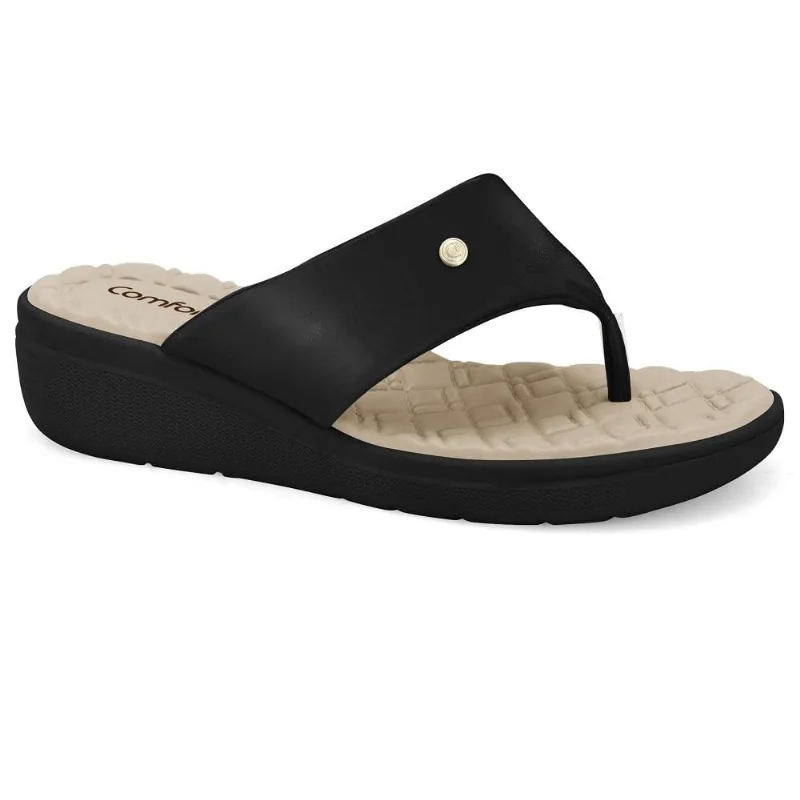 Chinelo Comfortflex Anabela Ref 2486301-3 Preto 034