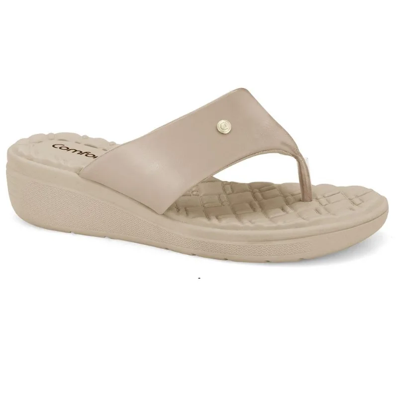 Chinelo Comfortflex Anabela Ref 2486301-2 Pele 034