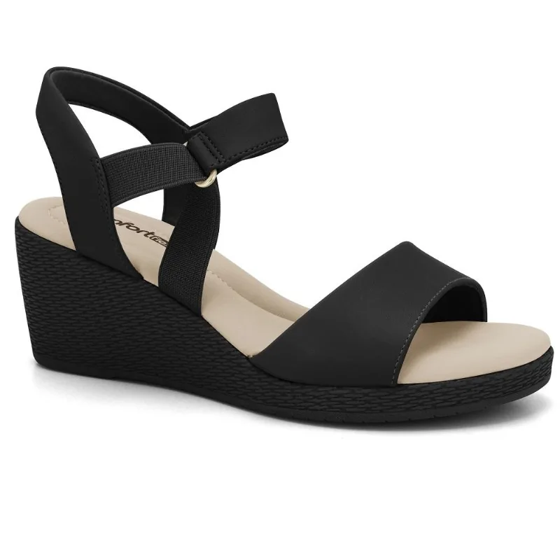 Sandalia Comfortflex Ref 2473402-10 Preto/creme 037