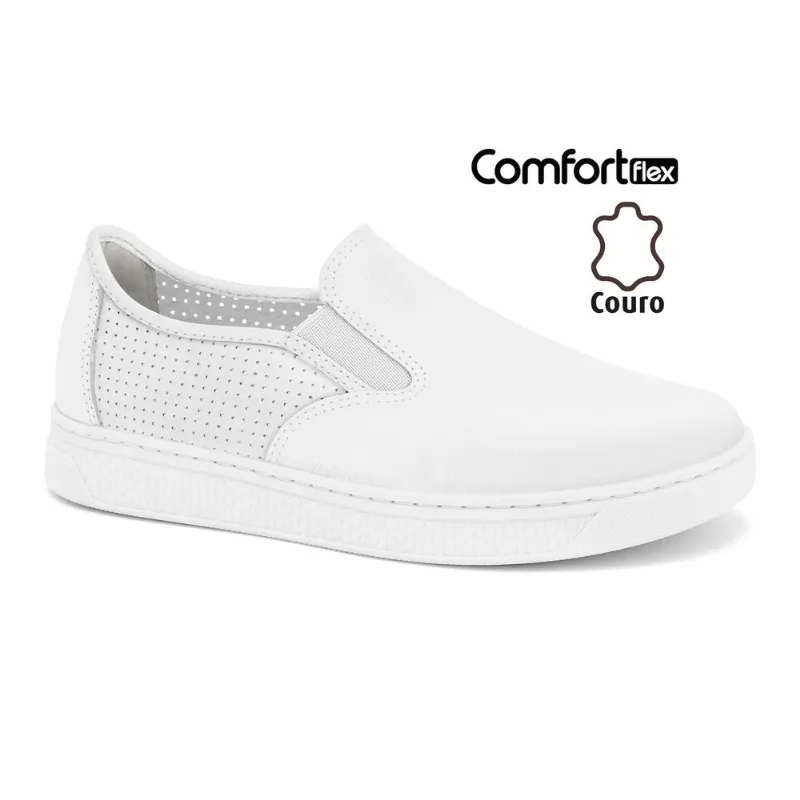 Slip On Couro Branco ComfortFlex 2565301-2 39