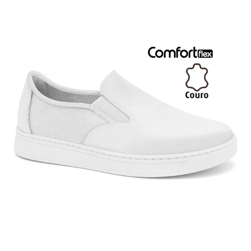 Slip On Couro Branco ComfortFlex 2565301-5 34