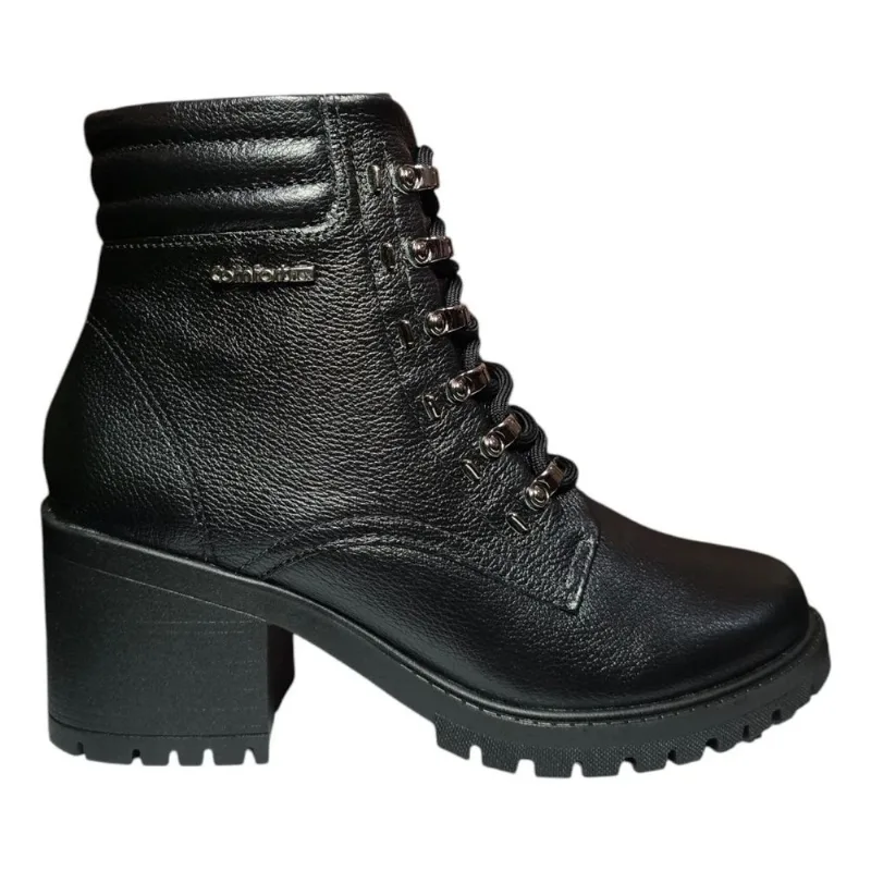 Bota Coturno Feminino Couro Comfortflex Salto 25-77304