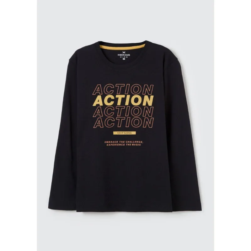 Camiseta Infantil Menino Manga Longa Com Estampa Hering Kids - Preto 014