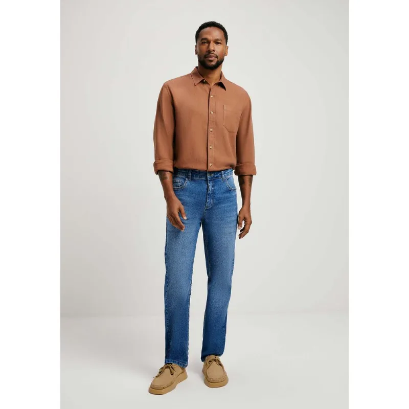 Calça Jeans Básica Masculina Slim - Azul 046