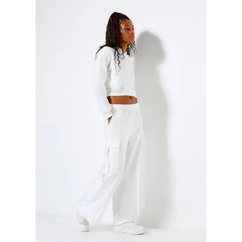 Calça Esportiva Feminina Pantalona Cargo - Off white M