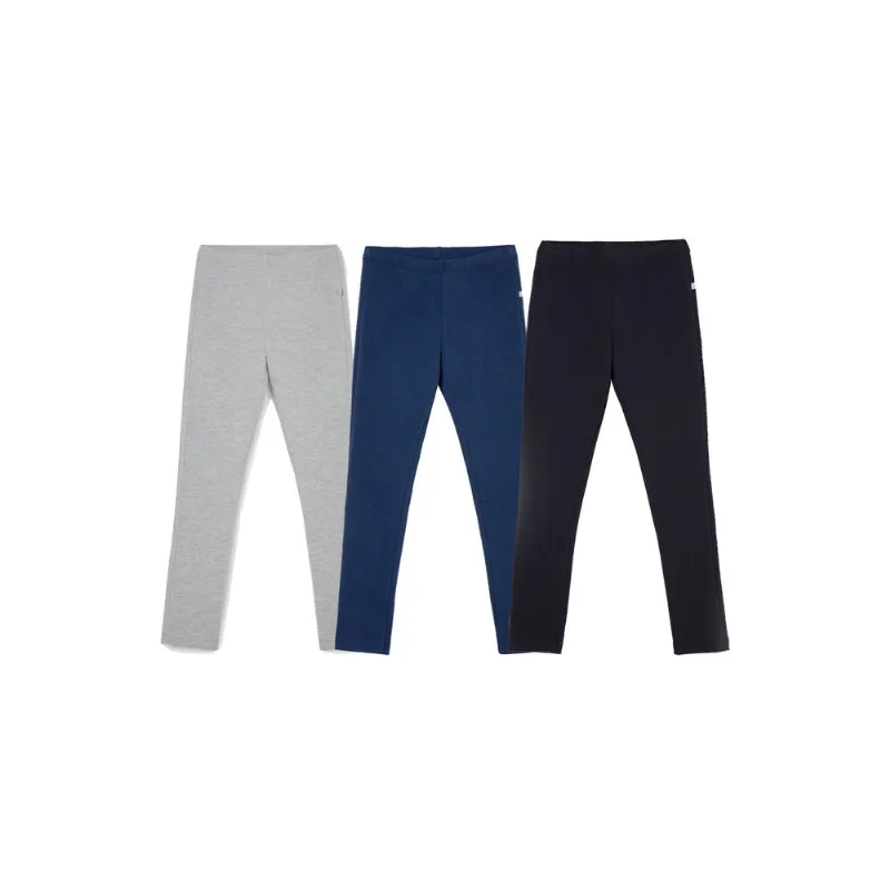 Kit com 3 Calças Leggings Básicas Infantil Menina - Azul 004
