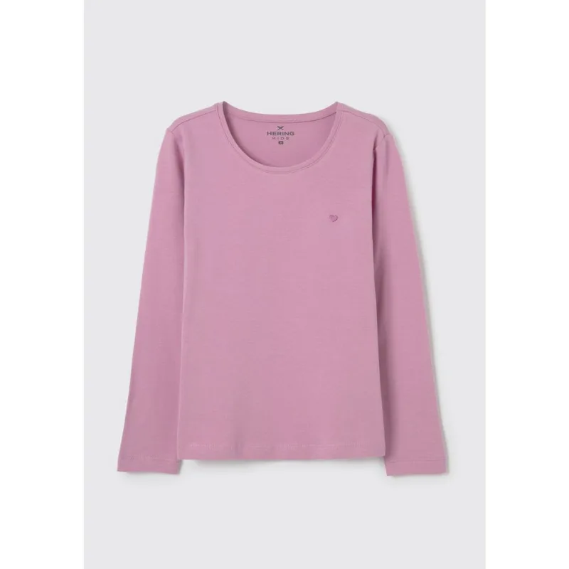 Blusa Básica Infantil Menina Manga Longa Com Patch Hering Kids - Roxo 008
