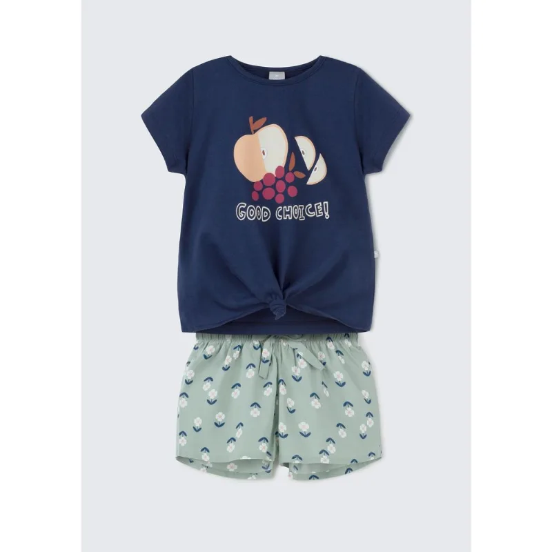 Conjunto Curto Infantil Menina Estampado - Azul 008