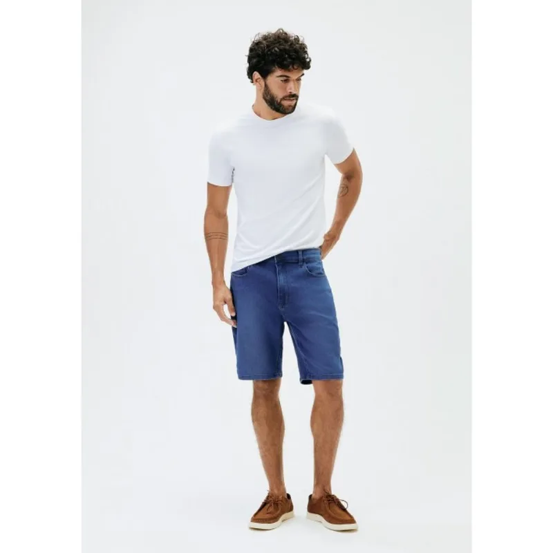 Bermuda Jeans Masculina Reta Soft Touch - Azul 040
