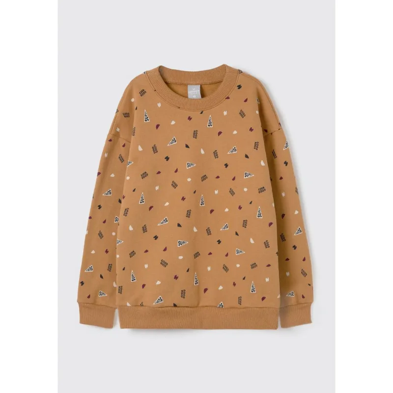 Blusão de Moletom Infantil Menino Estampado - Marrom 006