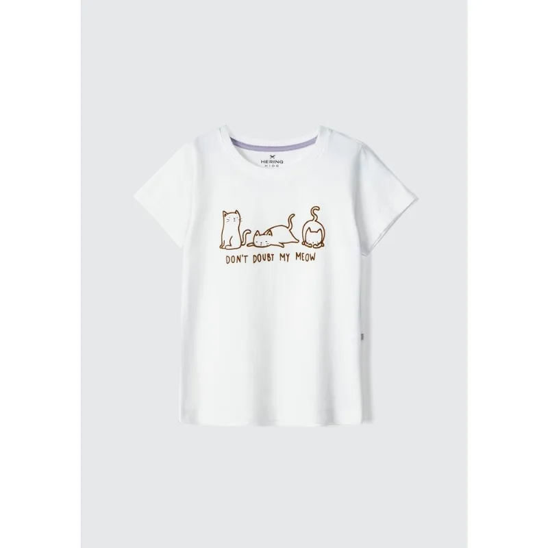 Blusa Infantil Menina Manga Curta Com Estampa - Branco 006