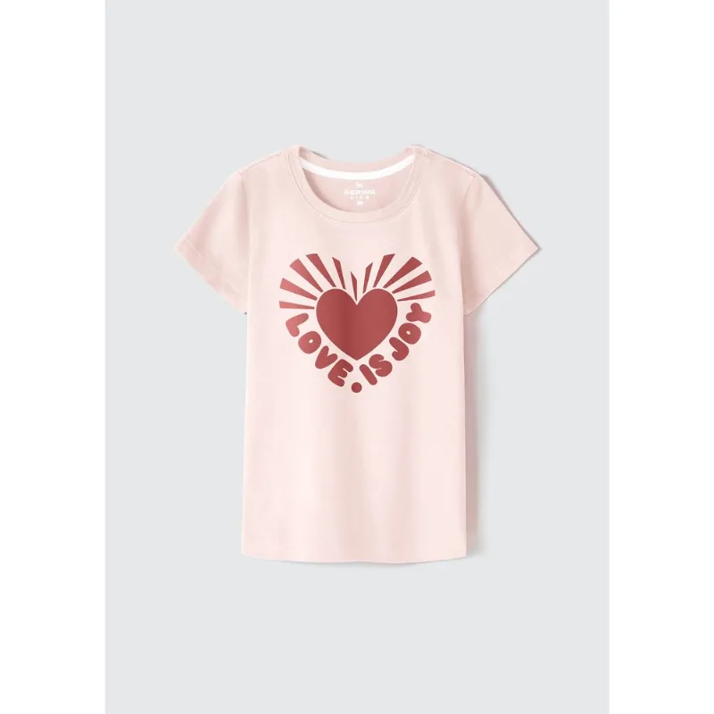 Blusa Infantil Menina Manga Curta Com Estampa - Rosa 014