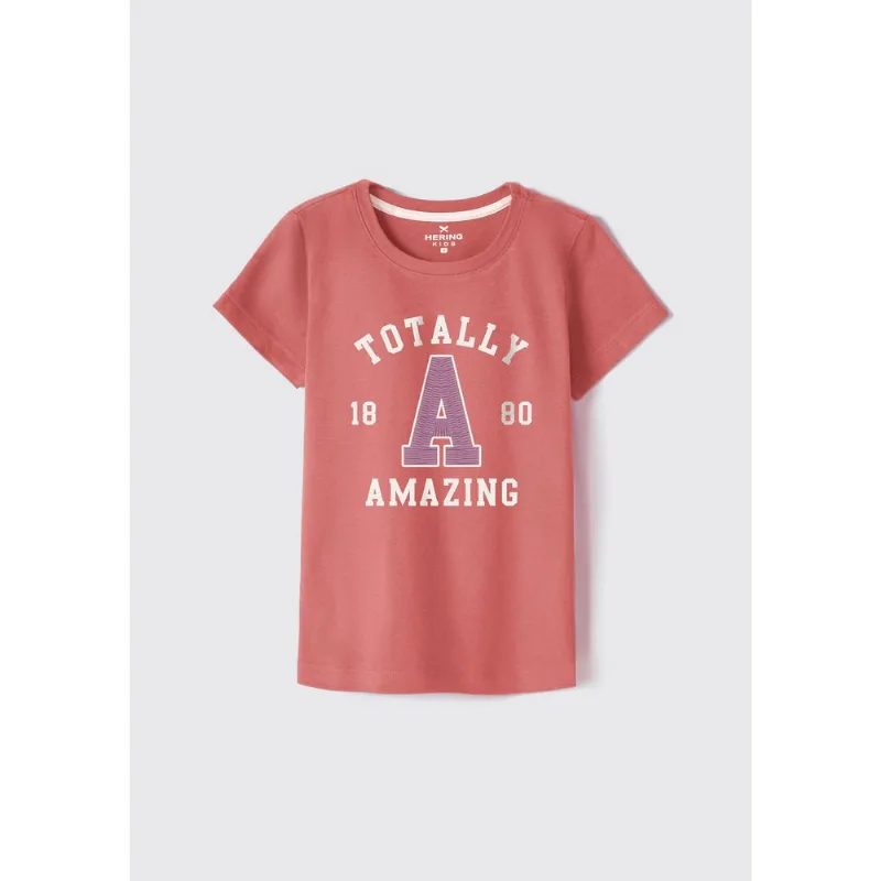Blusa Infantil Menina Manga Curta Com Estampa - Vermelho 006