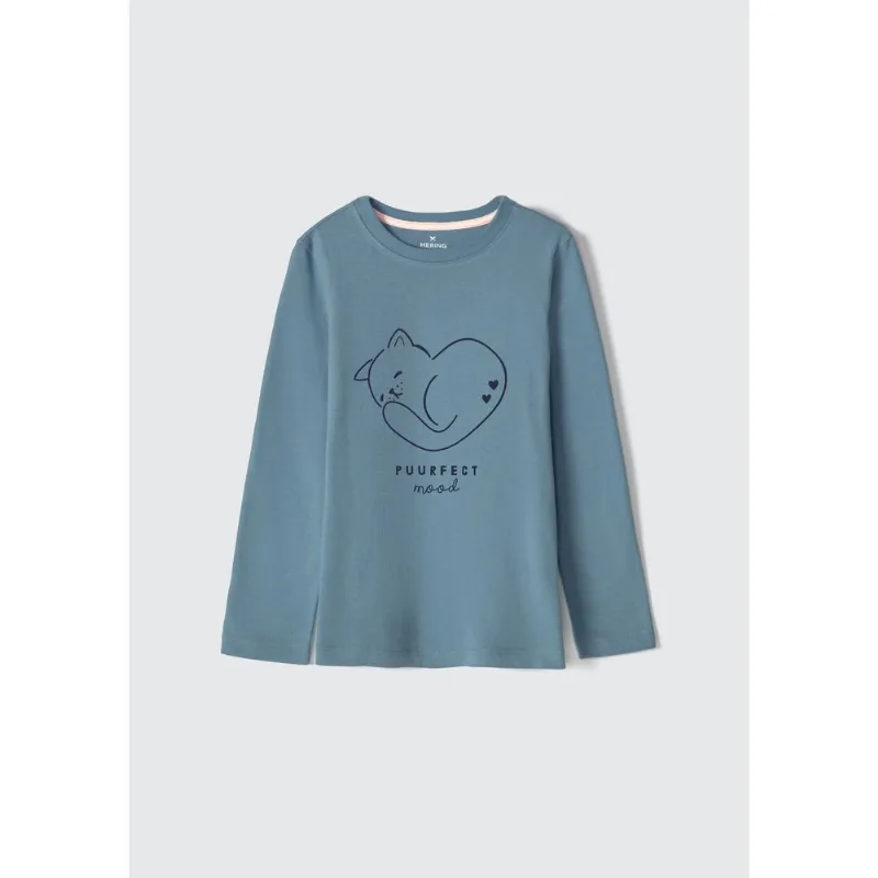 Blusa Infantil Menina Manga Longa Com Estampa Hering Kids - Azul 006