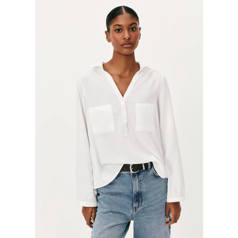 Camisa Básica Feminina Manga Longa Em Viscose - Off white XXG