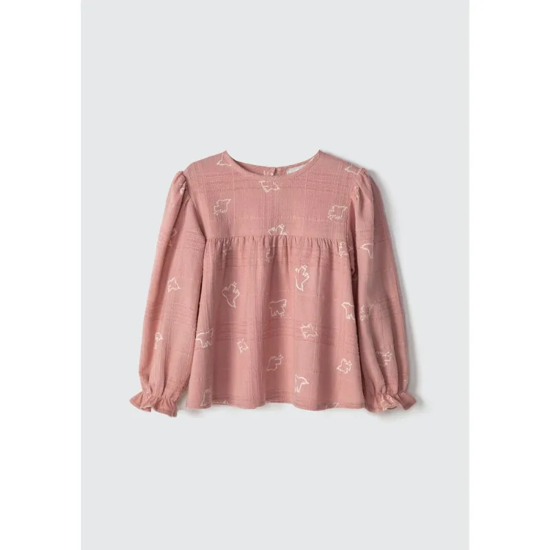 Blusa Bata Infantil Menina Toddler Estampada - Rosa 002