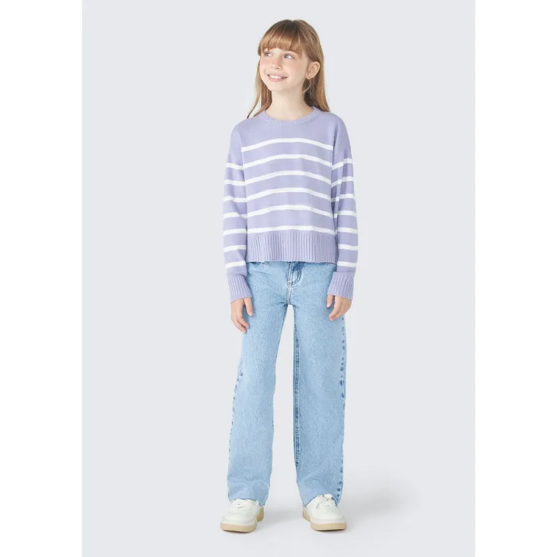 Blusão Cropped Infantil Menina Em Tricô - Roxo 012