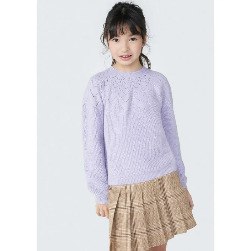 Blusão Infantil Menina Em Tricô - Roxo 010