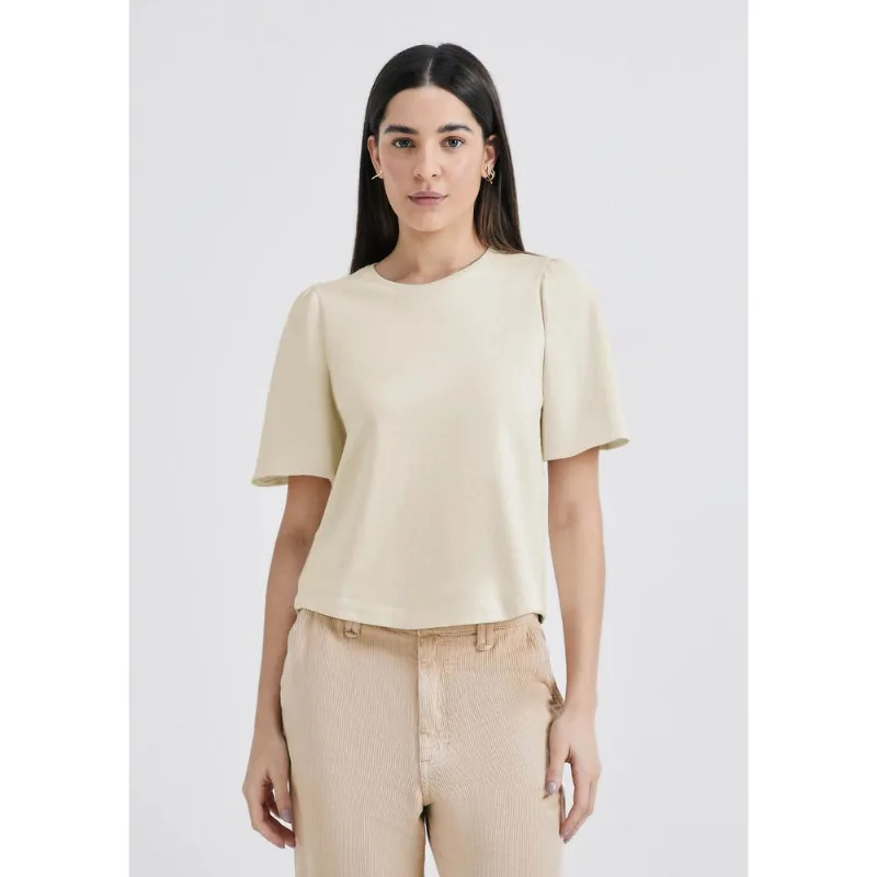 Blusa Feminina Manga Curta Evasê - Creme P