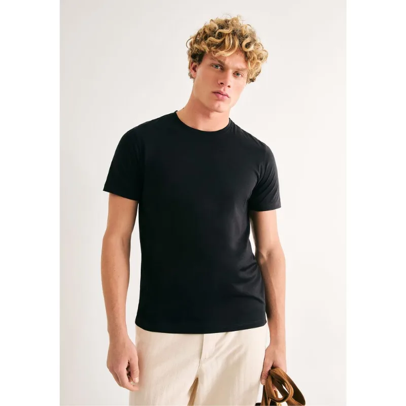 Camiseta Básica Masculina Manga Curta Pima - Preto XP