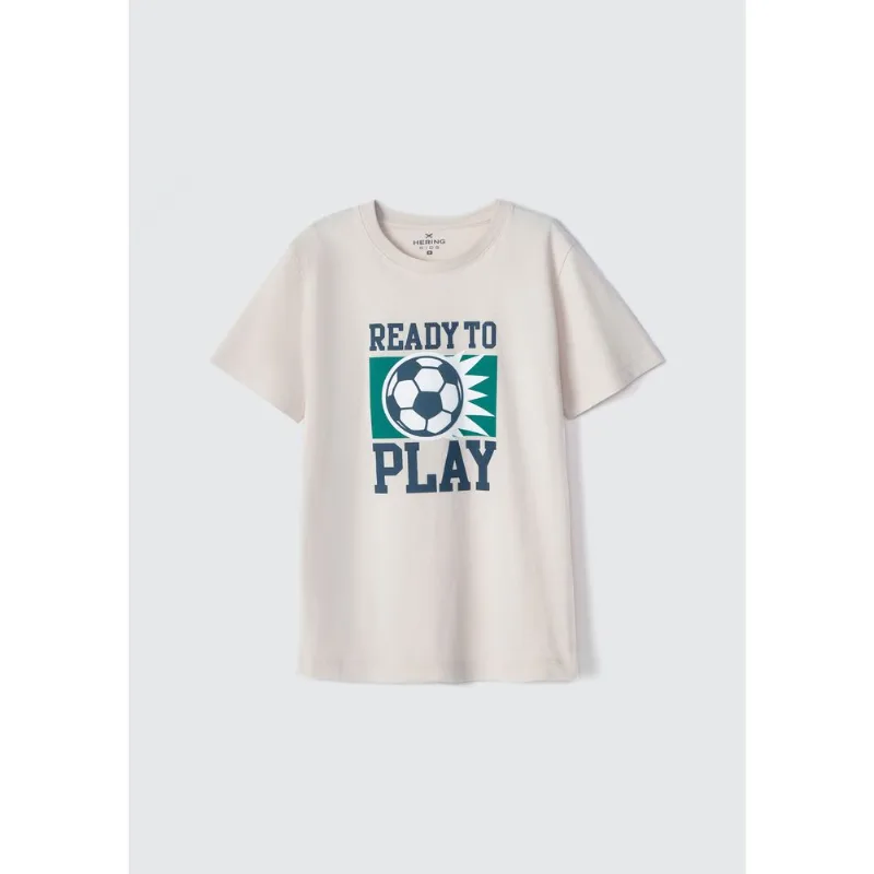 Camiseta Infantil Menino Manga Curta Com Estampa - Bege 008