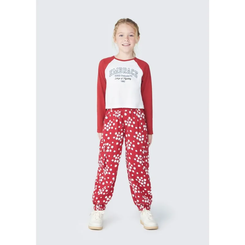 Calça Infantil Menina Jogger - Vermelho 012