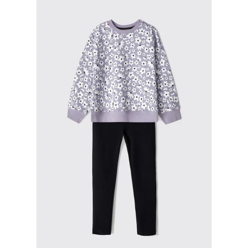 Conjunto Longo Infantil Menina Estampado - Roxo 008