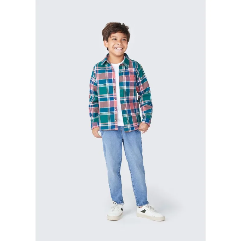 Camisa Infantil Menino Manga Longa Xadrez - Azul 014
