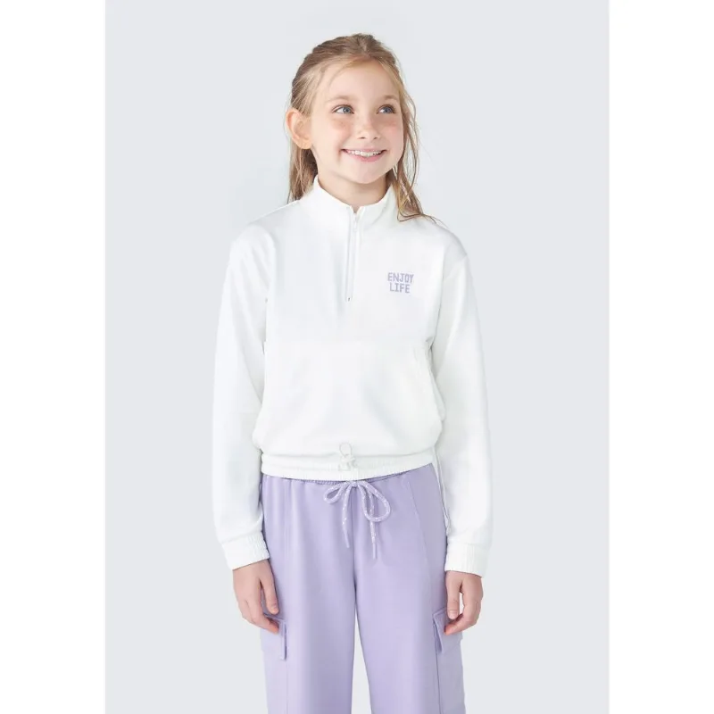 Blusão Infantil Menina Gola Alta - Off white 008