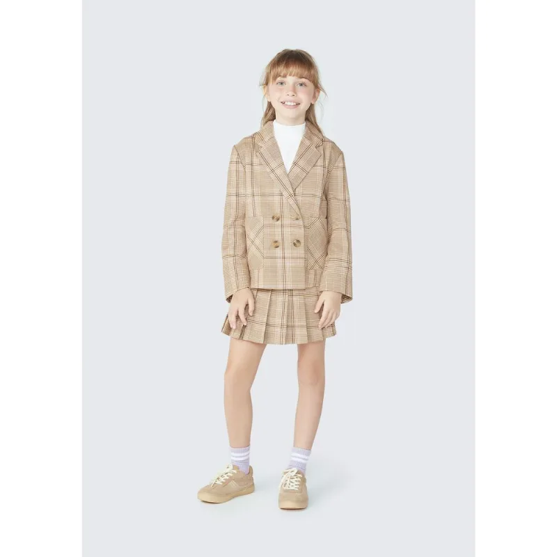 Blazer Infantil Menina Em Xadrez - Bege 010