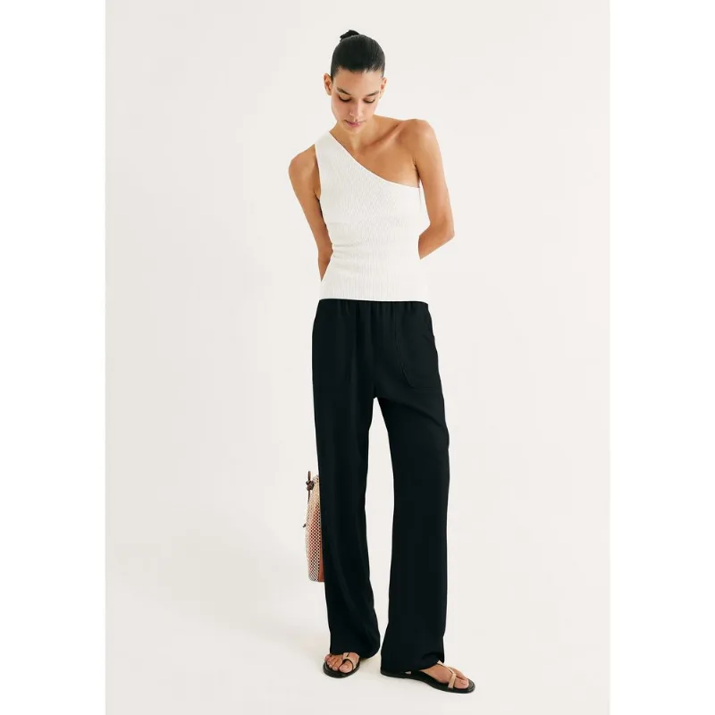 Calça Feminina Carrot Cintura Alta Em Viscose Creponada - Preto M