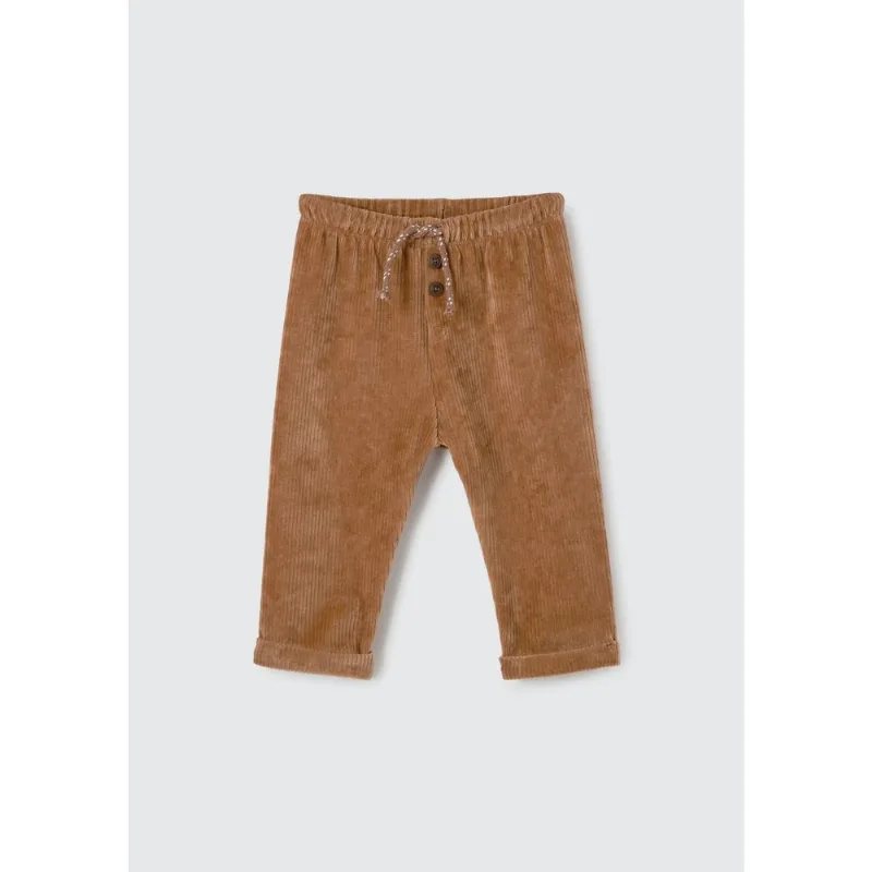 Calça Bebê Unissex Em Veludo Cotelê - Marrom 18M