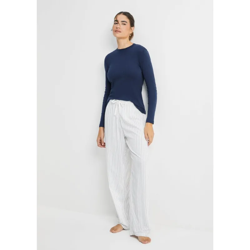 Calça Feminina Reta Estampada Em Viscose - Off white P