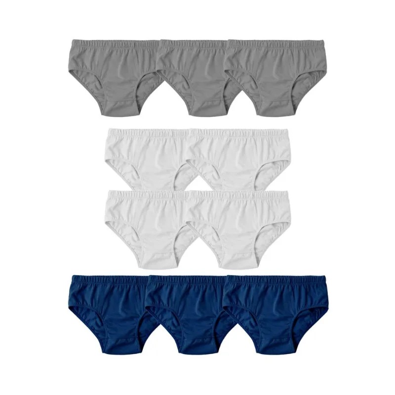Kit Com 10 Cuecas Infantil Slip Em Malha - Cinza 004