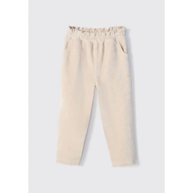 Calça Infantil Menina Toddler Em Veludo - Bege 002