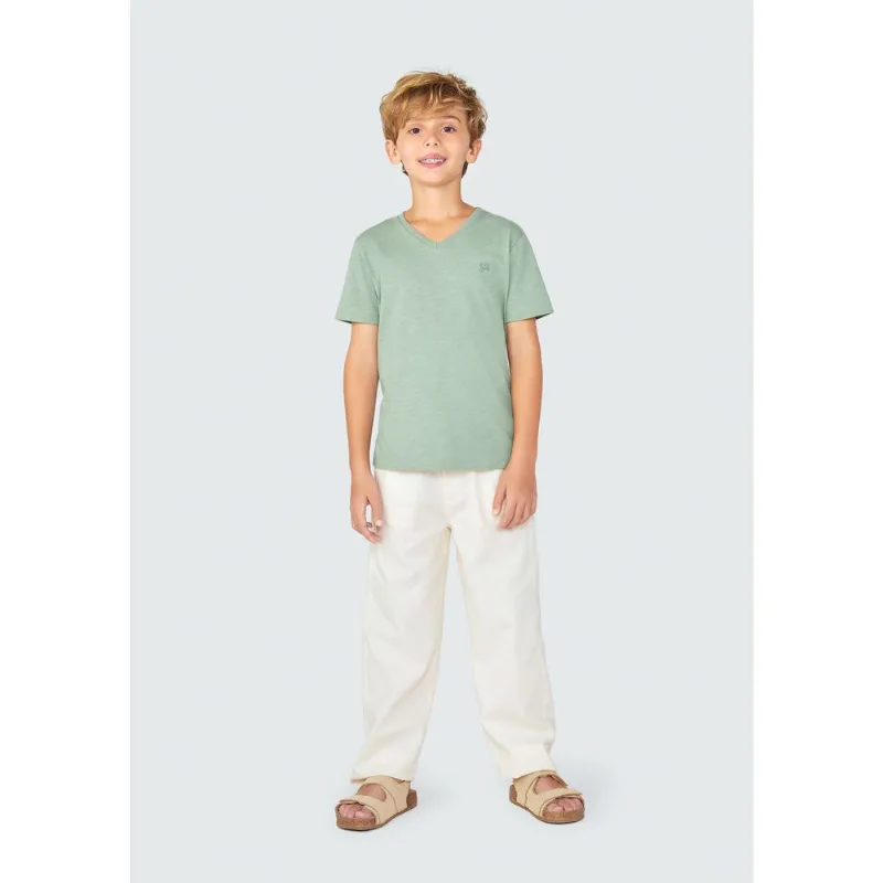 Camiseta Básica Infantil Menino Flamê Em Decote V - Verde 014