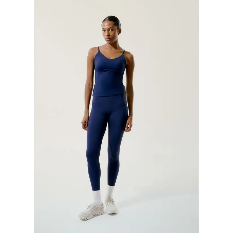 Calça Legging Esportiva Feminina Com Costuras Contrastantes - Azul XP