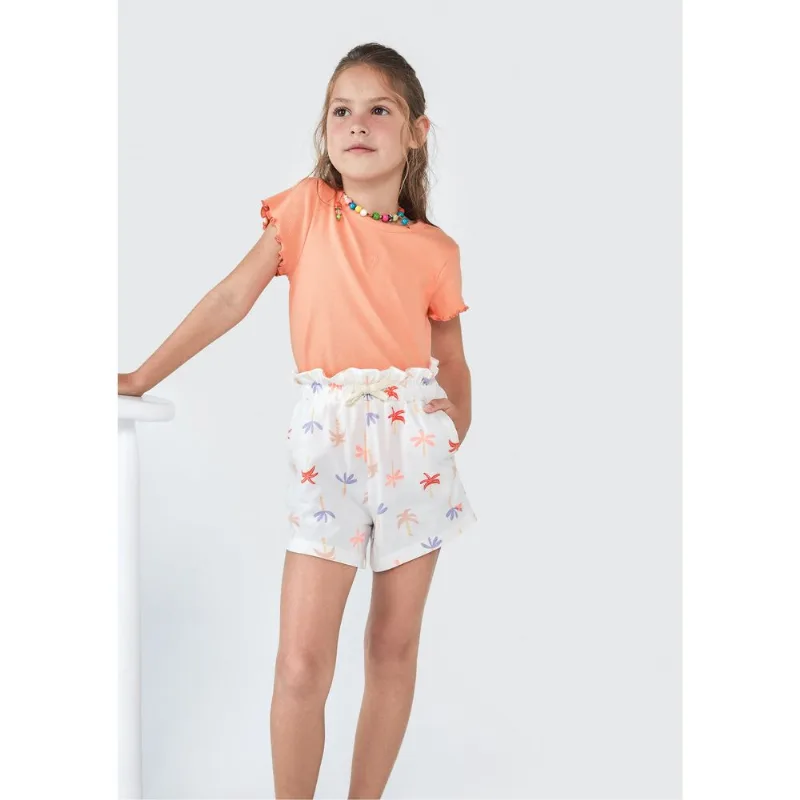 Blusa Manga Curta Infantil Menina Em Ribana - Laranja 014
