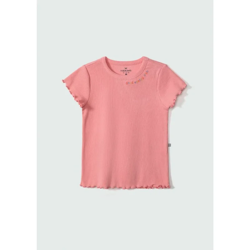 Blusa Manga Curta Infantil Menina Em Ribana - Rosa 010