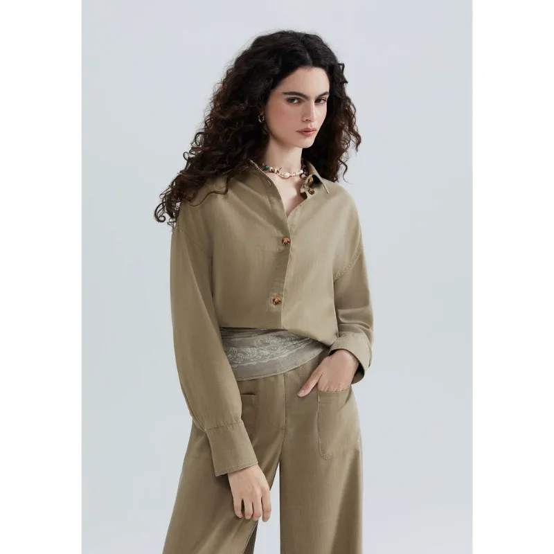 Camisa Feminina Manga Longa Eco - Caqui XG