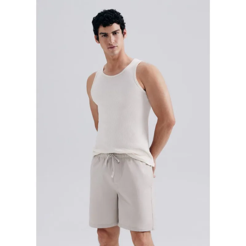 Bermuda Masculina Em Sarja Com Linho - Marrom M