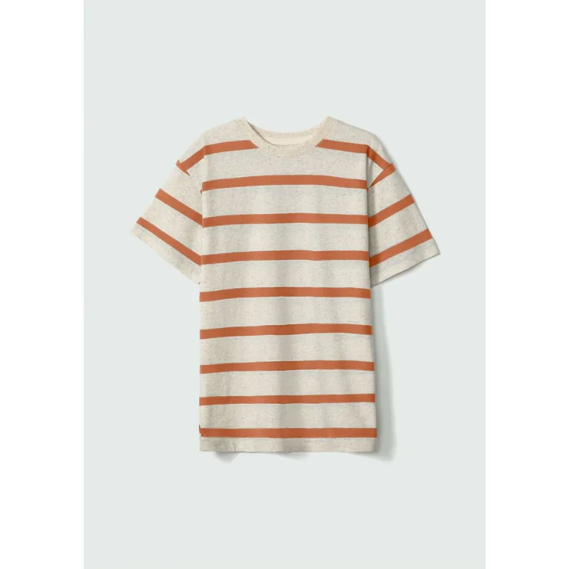 Camiseta Infantil Menino Manga Curta Listrada Em Fio Tinto - Laranja 012