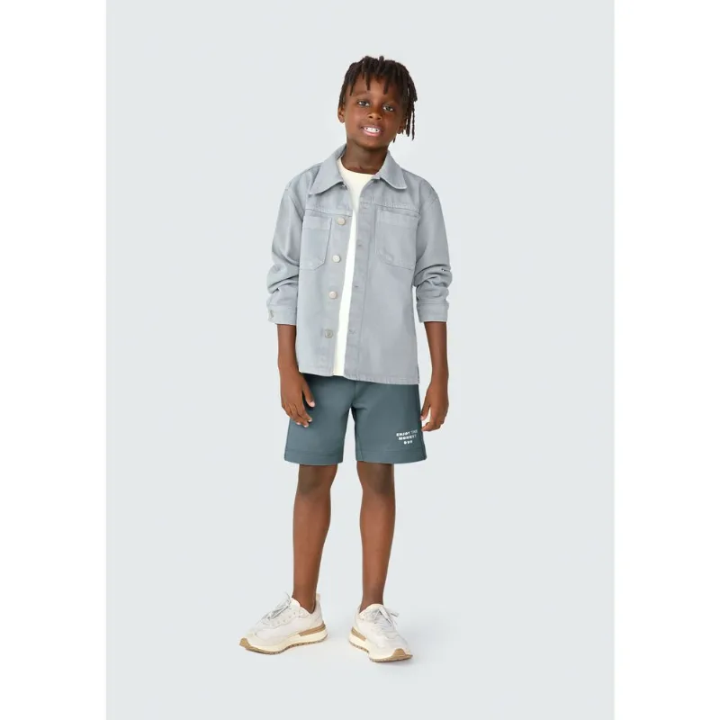 Camisa Infantil Menino Manga Longa Em Sarja - Cinza 012