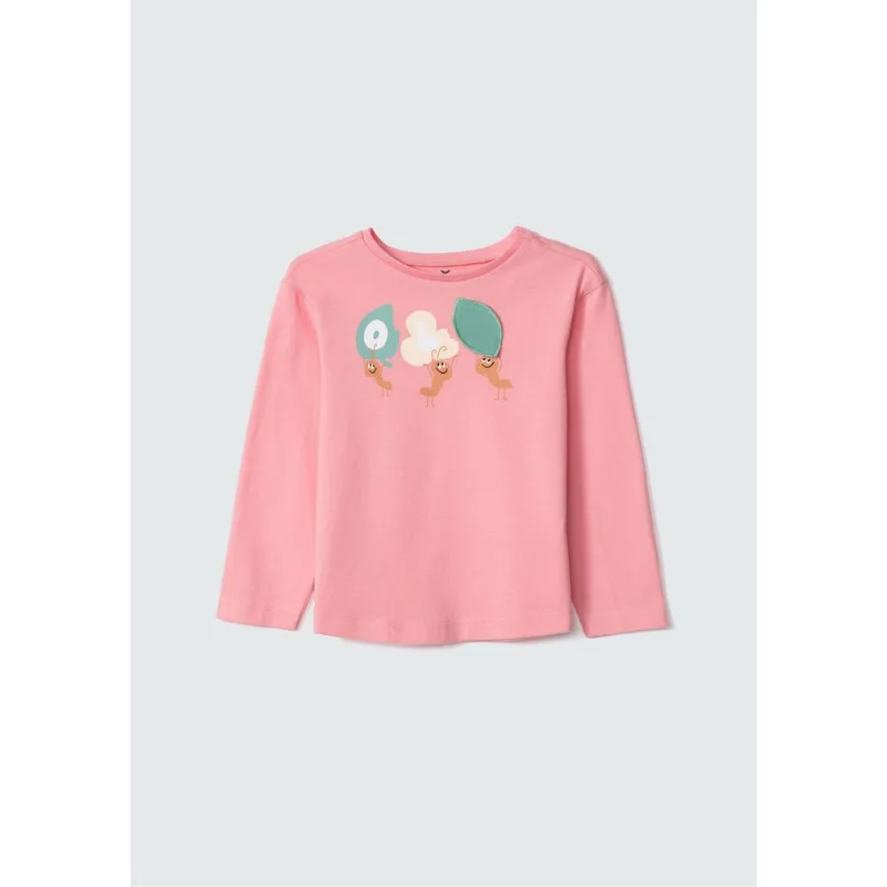 Blusa Infantil Menina Toddler Com Aplique - Rosa 003
