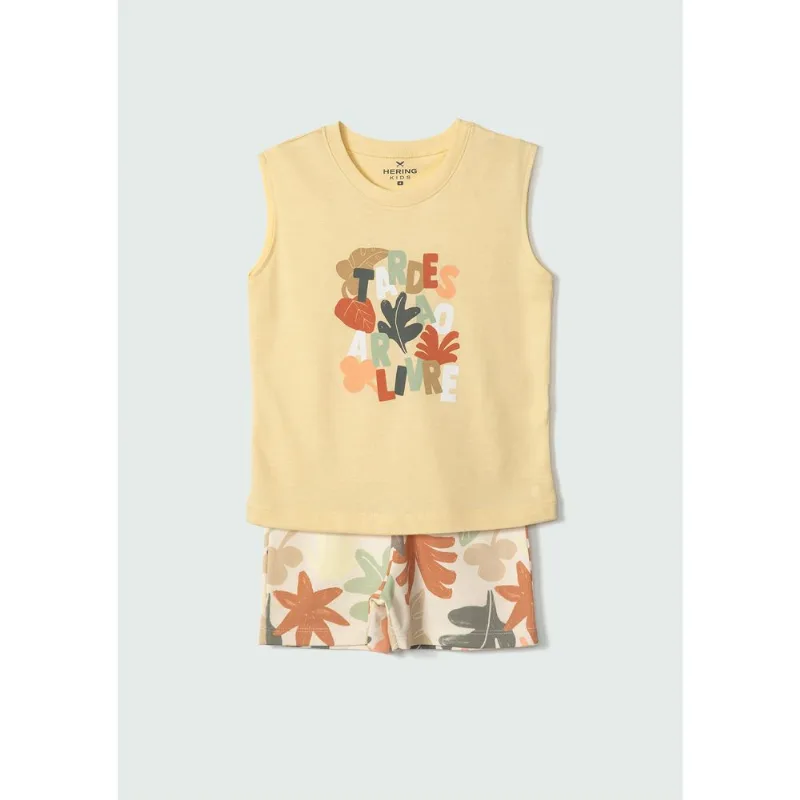 Conjunto Curto Infantil Menino Toddler - Amarelo 001