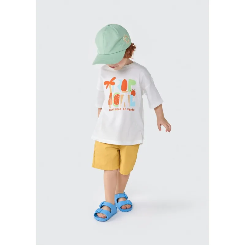 Bermuda Infantil Menino Toddler Chino Em Sarja - Amarelo 004