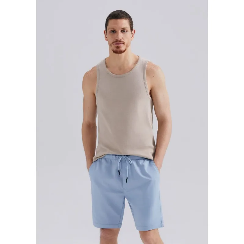 Bermuda Básica Masculina Jogger Em Sarja Moletom - Azul M