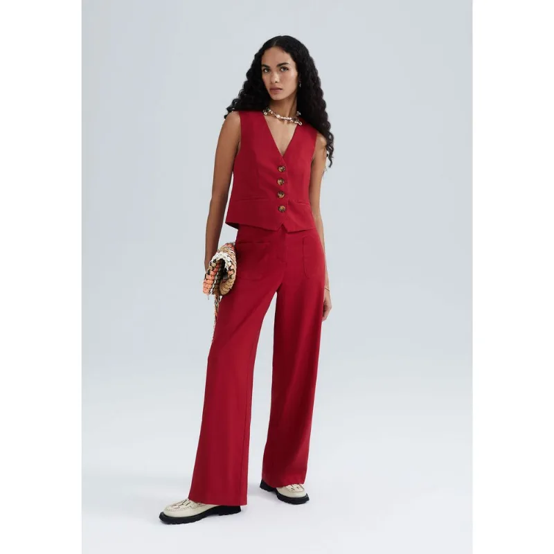 Colete Feminino Em Alfaiataria Eco - Vermelho P