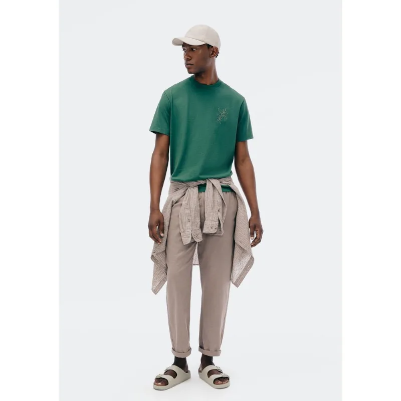 Calça Masculina Reta Com Linho - Bege 044